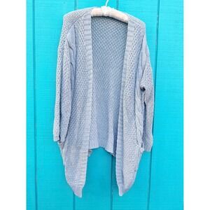 Dreamers‎ by Debut gray Cable Knit Pocket Open Front Cardigan boyfriend Sweater